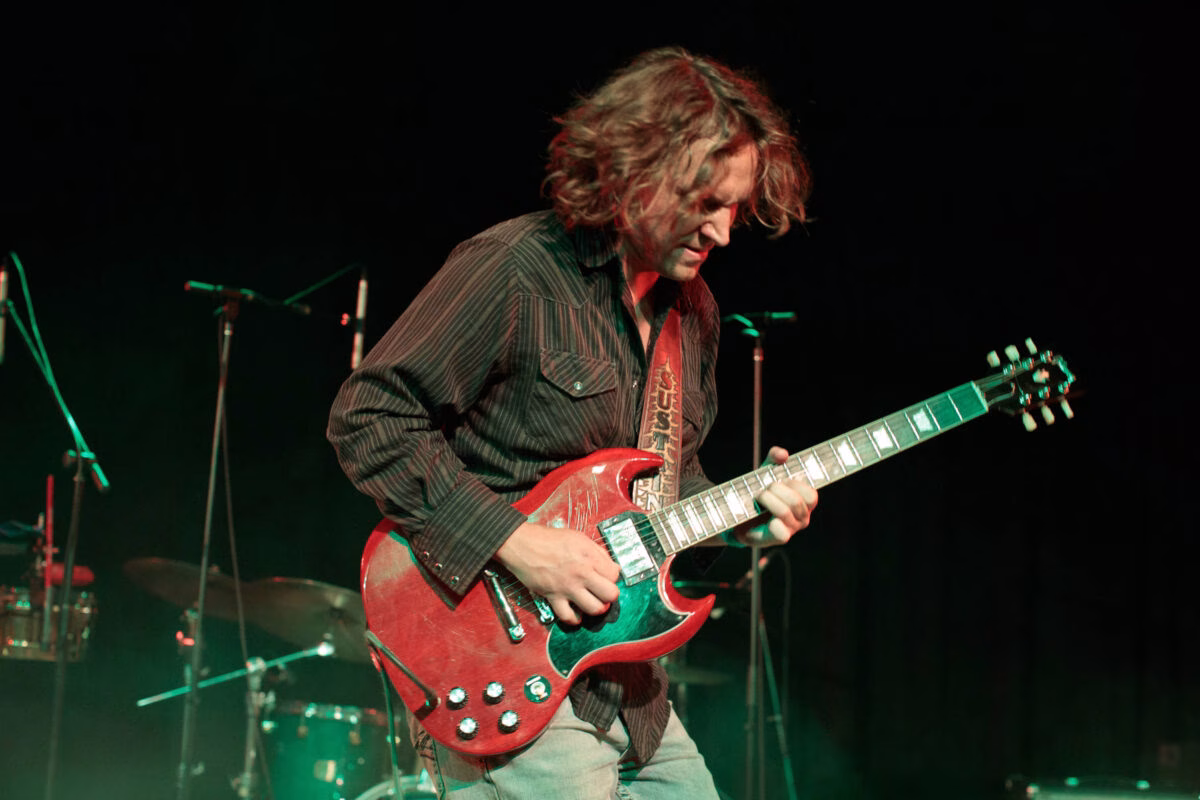 Michael Russell performing with his band, Black Pine Revival, in the Big Room, Sierra Nevada Brewery, 2025.